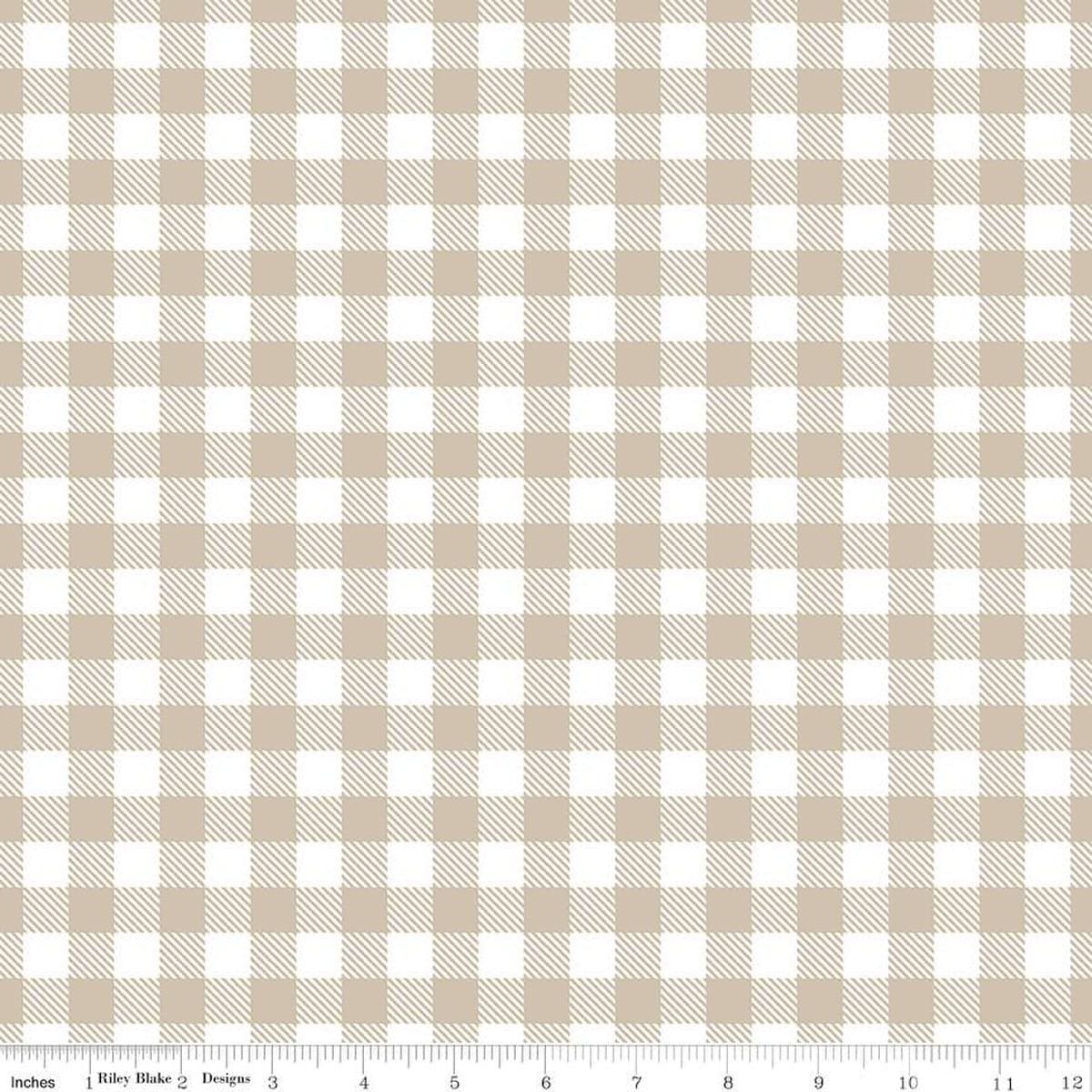 SALE A Walk on the Prairie Plaid C15238 Khaki - Riley Blake Designs - PRINTED Gingham - Quilting Cotton Fabric