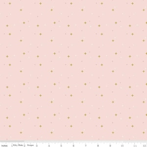 SALE Sparkler SC650 Ballerina SPARKLE - Riley Blake Designs - Plus Signs Gold SPARKLE Metallic Blue - Quilting Cotton Fabric