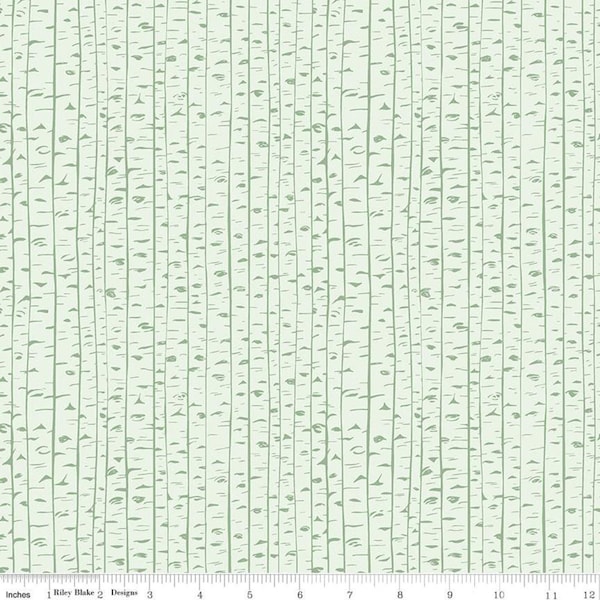 SALE Rocky Mountain Wild Aspens C10295 Green - Riley Blake Designs - Abstract Aspen Tree Trunks Trees Stripes - Quilting Cotton Fabric