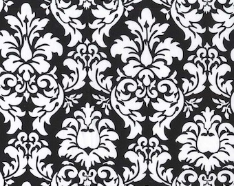 Dandy Damask Black by Michael Miller - Black and White - Quilting Cotton Fabric - choose your cut