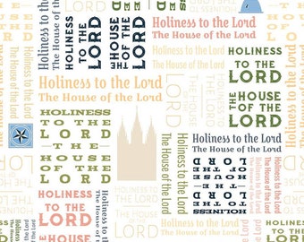 19" End of Bolt - Temples Text C9863 Multi - Riley Blake - House of the Lord Holiness to the Lord Latter-day Saints - Quilting Cotton Fabric