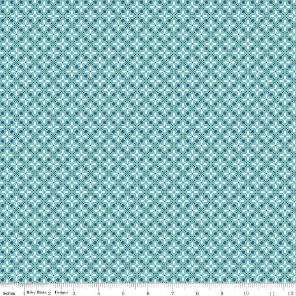 SALE Bee Vintage Mae C13088 Cottage by Riley Blake Designs - Geometric Lattice Flowers Leaves - Lori Holt - Quilting Cotton Fabric