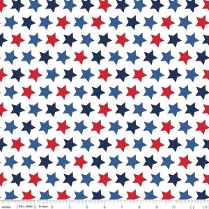Star Patriotic - Riley Blake Designs - 1/2&quot; Stars on White - Quilting Cotton Fabric