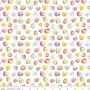 SALE Monthly Placemats 2 February Candy Hearts C13923 White - Riley Blake Designs - Valentine&#39;s Day Valentines - Quilting Cotton Fabric