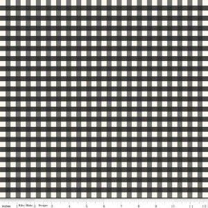 Farmhouse Christmas Gingham C10956 Black - Riley Blake - PRINTED Gingham Check Checks Checkered Cream Black - Quilting Cotton Fabric