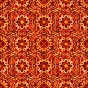 SALE Queen Bee Flower Medallion 30490 Spice T - by QT Fabrics - Geometric Floral Flower - Quilting Cotton Fabric
