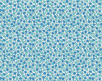 SALE Storytime 30s Floral C13865 Blue by Riley Blake Designs - Flowers - Quilting Cotton Fabric