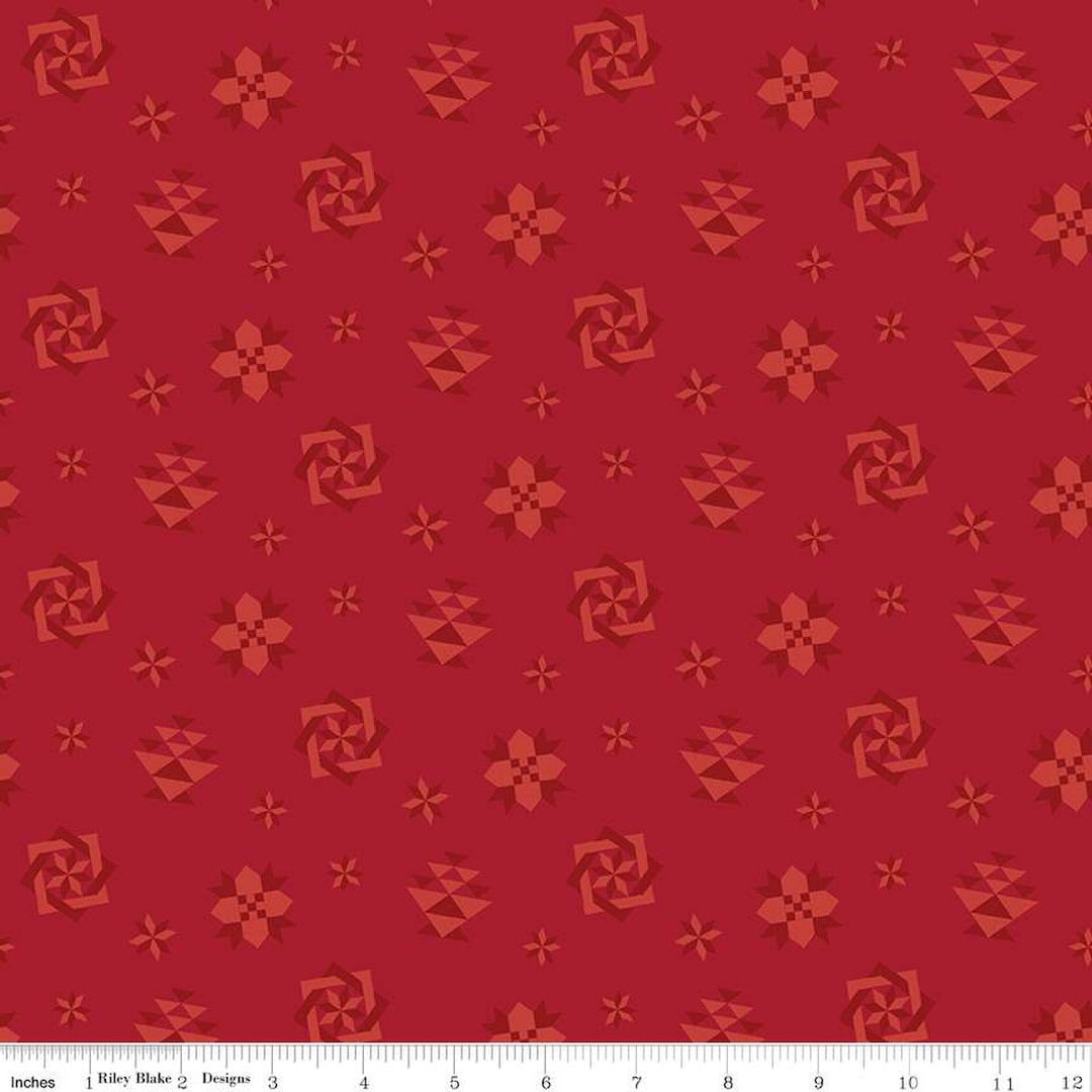 Spring Block Fabric Spring Barn Quilts Quilt Blocks C14332 Red - Riley Blake Designs ...