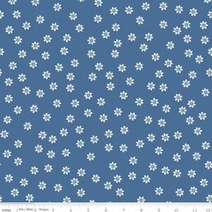 SALE Bee Vintage Lula C13085 Denim by Riley Blake Designs - Floral Flower Daisies Daisy - Lori Holt - Quilting Cotton Fabric