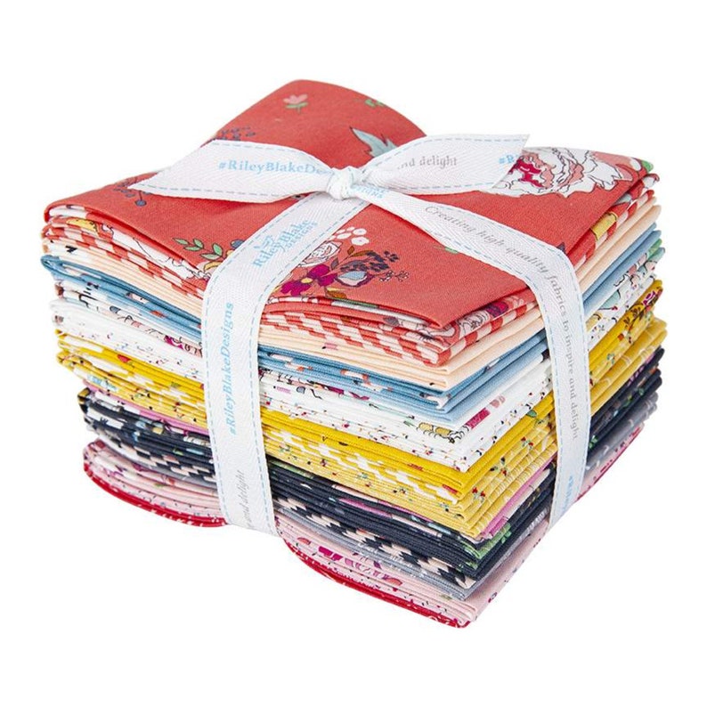 Quilting Cotton Fabric SALE Idyllic Fat Quarter Bundle 21 pieces Riley Blake Designs Flowers Floral Pre cut Precut