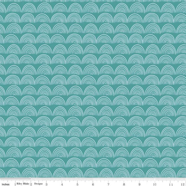 Live, Love, Glamp Rainbows C13506 Teal - Riley Blake Designs - Tone-on-Tone - Quilting Cotton Fabric