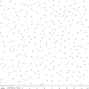 SALE Pin Dot Christmas - Riley Blake Designs - White Red Green - Lori Holt - Quilting Cotton Fabric