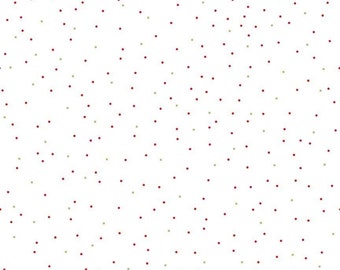 SALE Pin Dot Christmas - Riley Blake Designs - White Red Green - Lori Holt - Quilting Cotton Fabric