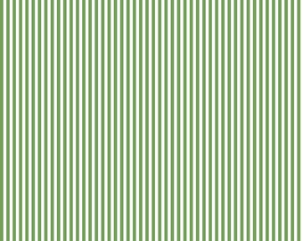 SALE Clover Green and White 1/8 Eighth Inch Stripe - Riley Blake Designs - Quilting Cotton Fabric