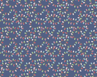 CLEARANCE Christmas Adventure Lights SC10733 Denim SPARKLE - Riley Blake Designs - String Light Loops Gold SPARKLE Blue - Quilting Cotton