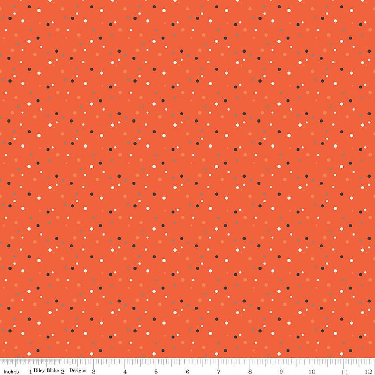 Riley Blake Grosgrain Ribbon 3/8 Inch - Orange Dots