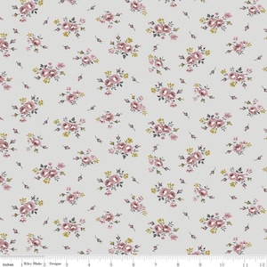 Exquisite Blooms SC10703 Gray SPARKLE - Riley Blake Designs - Floral Flowers Roses Gold SPARKLE - Quilting Cotton