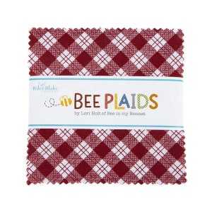 Bee Plaids Charm Pack 5&quot; Stacker Bundle - Riley Blake Designs - 42 piece Precut Pre cut - Lori Holt - Quilting Cotton Fabric