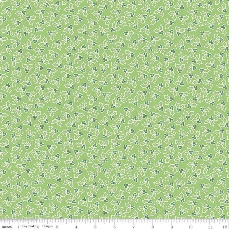 SALE Cozy Christmas Holly C7973 Green by Riley Blake Designs Lori Holt