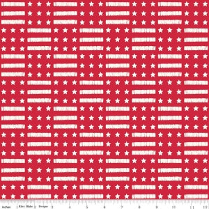 CLEARANCE Land of the Brave Stars and Stripes C13141 Red by Riley Blake  - Patriotic Checkerboard Pattern - Quilting Cotton