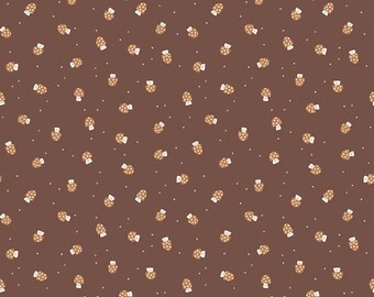 SALE Faraway Kingdom Mushroom Cheer Cocoa Brown Cottage Core Fabric - C17435 - Riley Blake Quilting Cotton Fabric