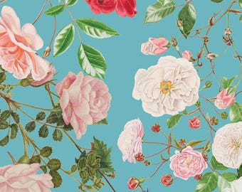 3-Yard Cut - SALE Floral Gardens WIDEBACK WB14369 Sky - Riley Blake - 108" Vintage - Floral Flowers - Quilting Cotton Fabric