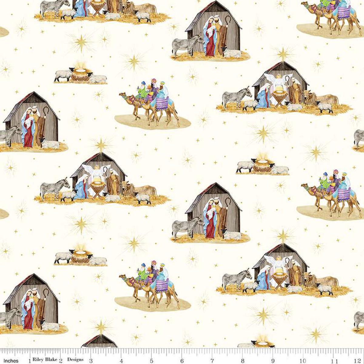 Come Let Us Adore Him Main CD16310 Cloud by Riley Blake Designs - Nativity Christmas Jesus - Quilting Cotton Fabric