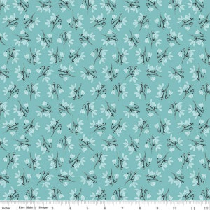 SALE Faith, Hope and Love Stems C10322 Peacock - Riley Blake Designs - Floral Flowers Flower Sprigs Blue - Quilting Cotton Fabric