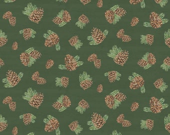 SALE Send Me to the Woods Pinecones Green - Riley Blake Designs - Outdoors Trees Pines Cones Pine   - Quilting Cotton Fabric