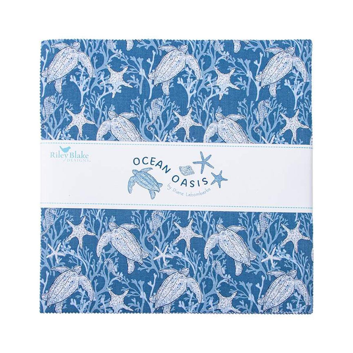 Paquete de pastel de capas Ocean Oasis de 25 cm - Riley Blake Designs - 42 piezas precortadas - Agua de mar - Tela de algodón para acolchado
