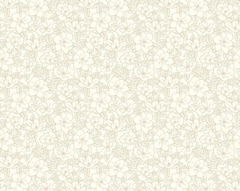 Southern Charm Magnolia Tonal Cloud Cream Floral Fabric - C17445 - Riley Blake Quilting Cotton Fabric