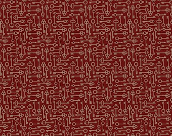 SALE Huckleberry Saltbox Keys C14357 Mahogany by Riley Blake Designs - Quilting Cotton Fabric