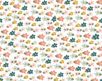 FLANNEL Make a Pretty Life Floral F13336 White - Riley Blake Designs - Flowers Blossoms Leaves - FLANNEL Cotton Fabric