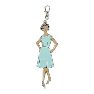 SALE Lori Holt Enamel Happy Charm ST-22909 Vintage Lady Aqua - Riley Blake Designs - Approximately 1&quot; x 4&quot;