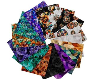 SALE Solstice Kaleidoscope Fat Quarter Bundle 15-Piece - QT Fabrics -  Precut - Geometric - Quilting Cotton Fabric