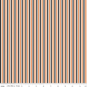 1/8" Stripe Halloween - Riley Blake Designs - One Eighth Inch Orange Black White Stripes - Quilting Cotton Fabric