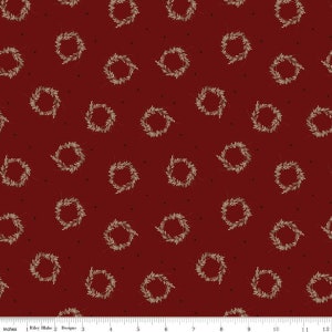 Huckleberry Saltbox Wreaths C14351 Mahogany - Riley Blake Designs - Quilting Cotton Fabric