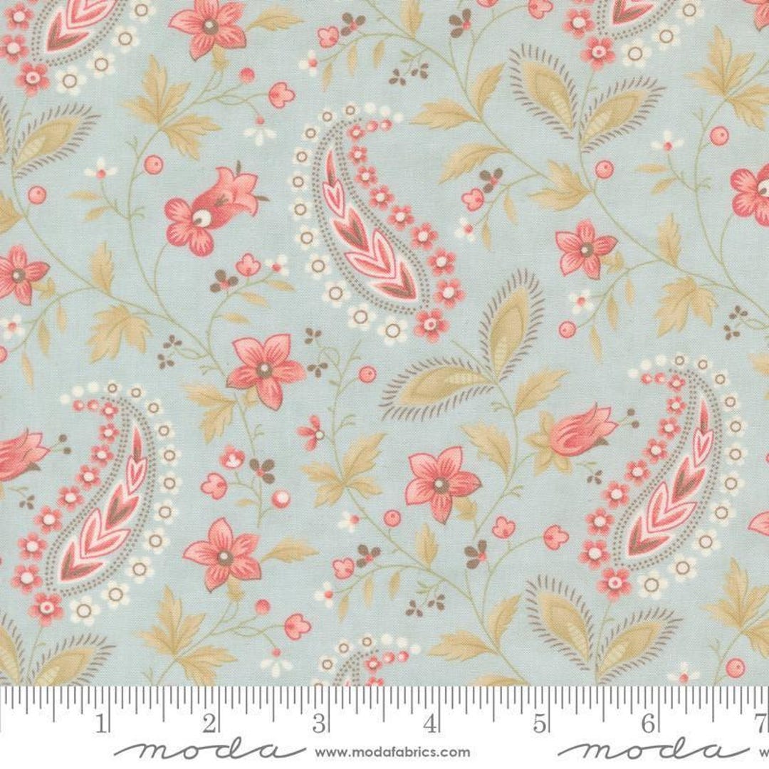 Muse Vine 44393 Sky - Moda Fabrics - Paisley Geometric Floral Flowers ...