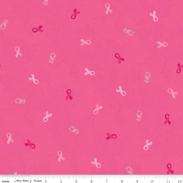 Strength in Pink Ribbons C12622 Dark Pink by Riley Blake Designs - Breast Cancer - Quilting Cotton Fabric