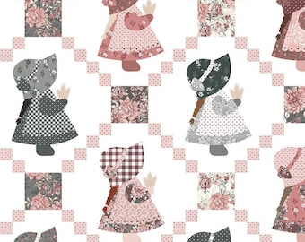 3-Yard Cut-  A Walk on the Prairie Sunbonnet Sue White 108" WIDEBACK - WB15241 - Riley Blake Quilting Cotton Fabric