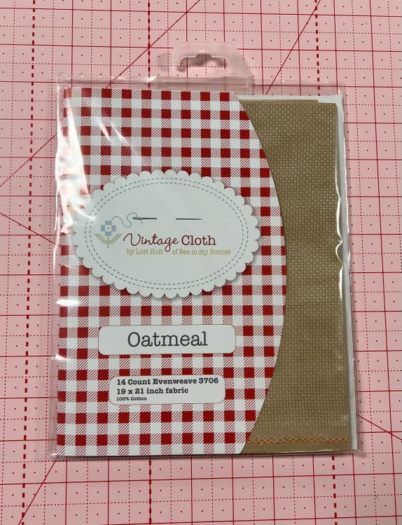 SALE Lori Holt Vintage Cloth 14-Count VC18 Aida Oatmeal  - Riley Blake Designs - 19" x 21" Cotton - Counted Cross Stitch
