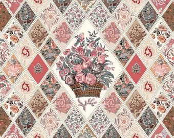 Jane Austen at Home Diamond Panel P10021 by Riley Blake - Reproductions Quilt DIGITALLY PRINTED - Cotton Fabric - Licensed Product