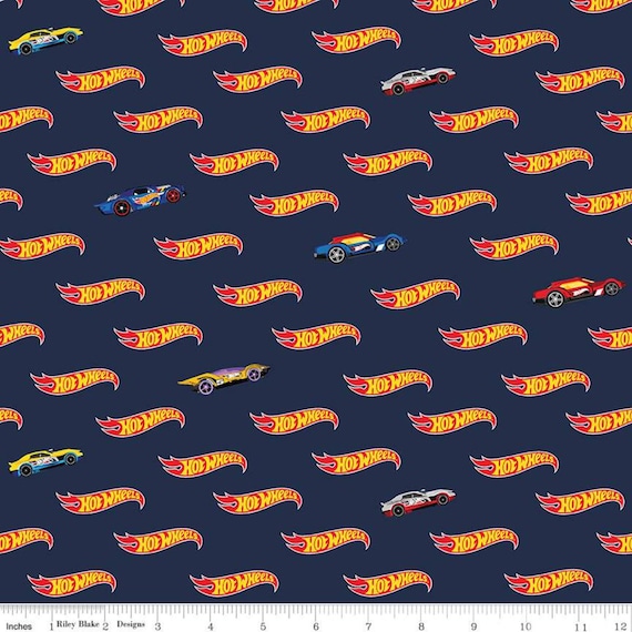 100% Cotton Licensed Fabric - Hot Wheels Logo - 43' 100% Cotton Licensed Fabric - Hot Wheels Logo - 43'