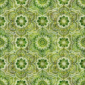 SALE Queen Bee Flower Medallion 30490 Green G - by QT Fabrics - Geometric Floral Flower - Quilting Cotton Fabric