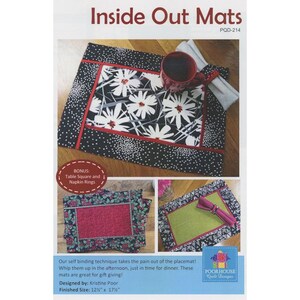 SALE Inside Out Placemat PaTTERN 8017B - QT Fabrics - INSTRUCTIONS Only - Poorhouse Quilt Designs - Quick & Easy