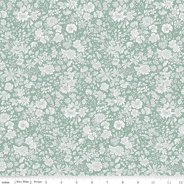 Emily Belle Collection 01666412A Olive Leaf - Riley Blake Designs - Floral Flowers - Liberty Fabrics - Quilting Cotton Fabric