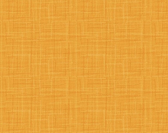 May include: A yellow fabric with a subtle grid pattern and a textured surface. The fabric has a slightly orange hue.