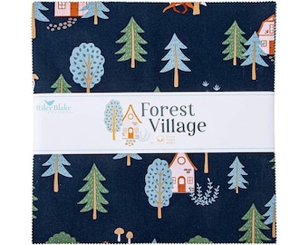 SALE Forest Village Layer Cake 10" Stacker Bundle - Riley Blake Designs - 42-Piece Precut  - Animals - Quilting Cotton Fabric