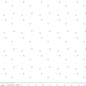 Sparkler SC650 White SPARKLE - Riley Blake Designs - Plus Signs Gold SPARKLE Metallic - Quilting Cotton Fabric