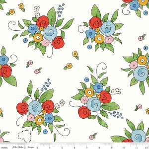SALE Be Mine Valentine Bouquet C12781 White by Riley Blake Designs - Valentine&#39;s Day Floral Flowers - Quilting Cotton Fabric